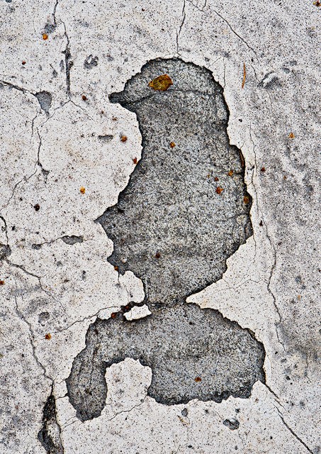 Figur som liknar en fågel. detalj från en betongvägg